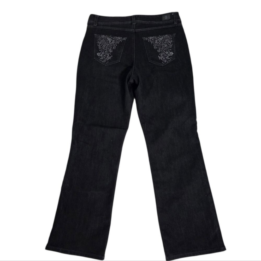 Bandolino Charcoal Black Stretch Bling Pocket Bootcut Jeans - Picture 3 of 12
